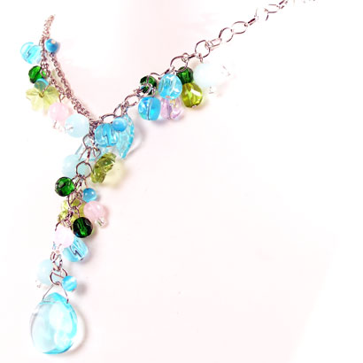 Gargantilla Moon Jewellery cristal hoja azul